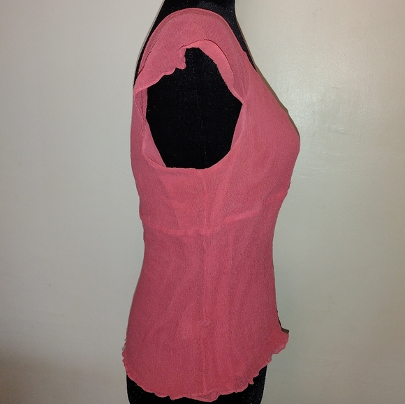 City DKNY (12) Pink Silk Cap Sleeve Blouse - Picture 2 of 10